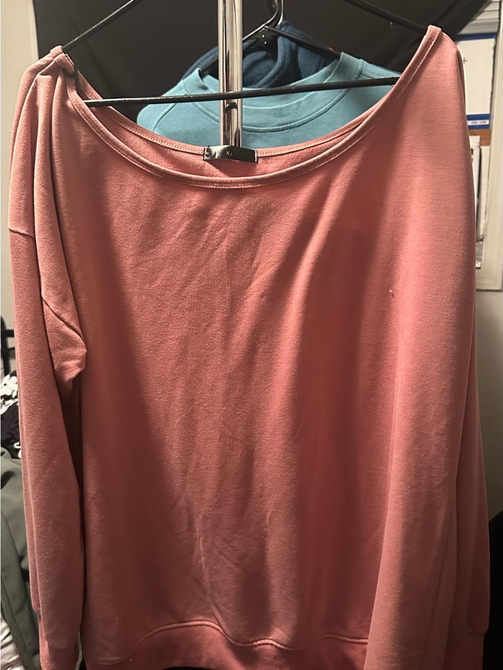 Women's Off-Shoulder Long Sleeve Top - Dusty Rose